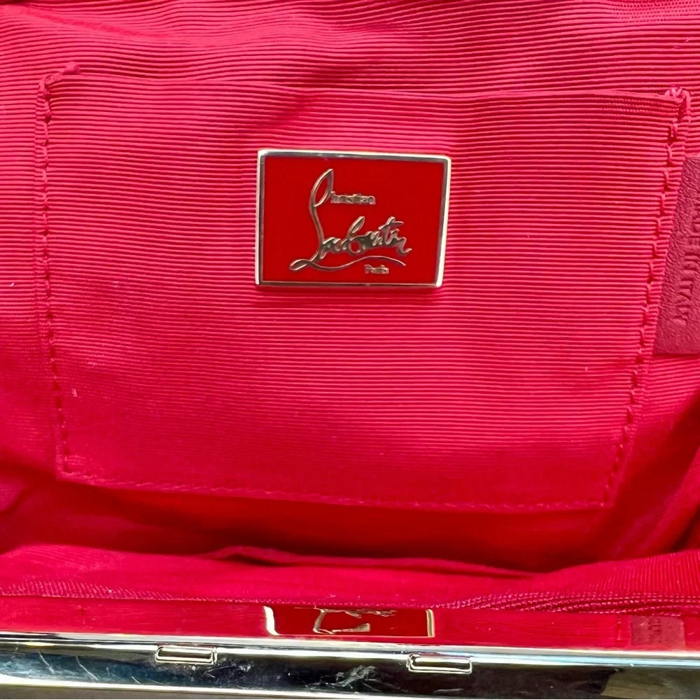 Christian Louboutin Miss Loubi Patent Leather Clutch on a Chain in Purple